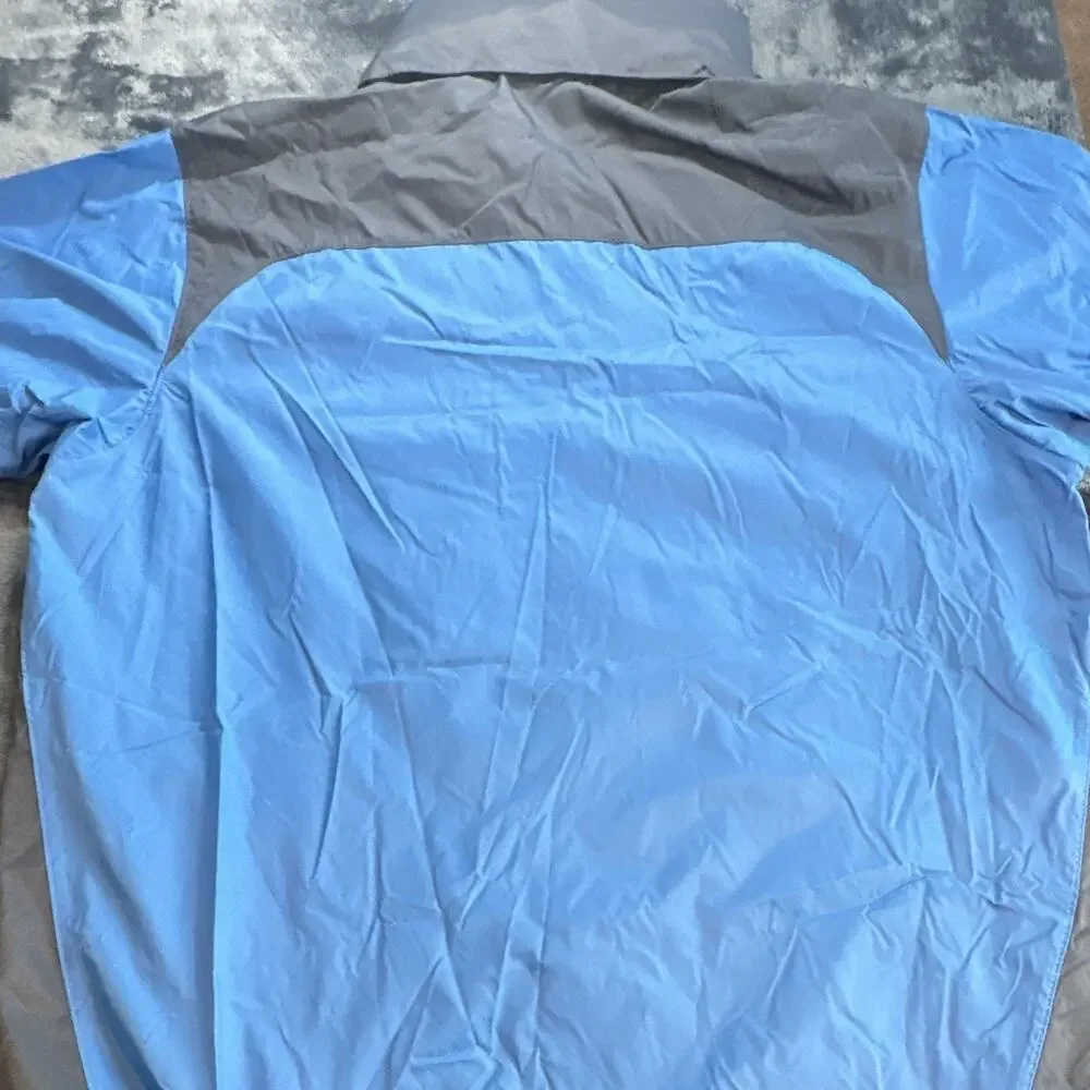 Columbia Men’s Blue/Gray Retract Hood Full Zip Windbreaker Stand-Up L